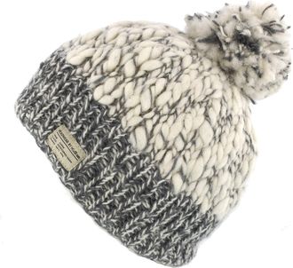KuSan 100% Wool Soft Uneven Yarn Bobble Hat (Grey)