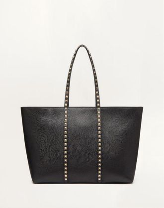 Valentino Garavani Valentino Garavani Rockstud Shopping Bag In Grainy Calfskin Wo