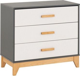 Seconique Seconique - Cleveland 3 Drawer Chest - L40 x W80 x H73 cm - White/Grey Metal Effect