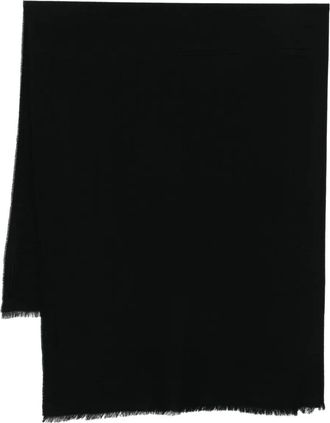 Rick Owens Sciarpa in lana con bordi sfrangiati - Nero