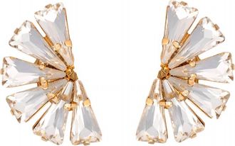 Anton Heunis Afrodita Fan Earring In Crystal And Gold