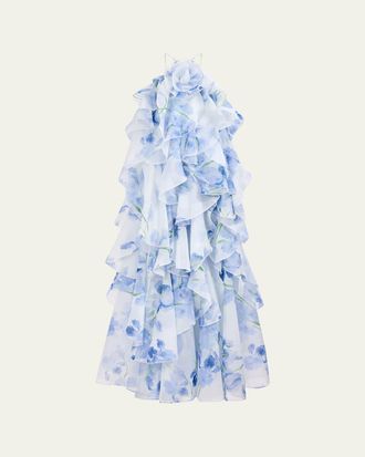 Aje Pandorea Layered Floral Organza Maxi Dress
