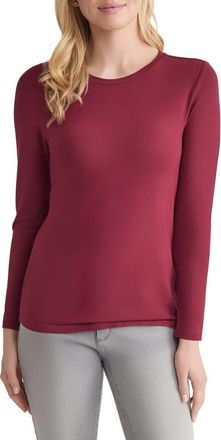 Jones New York Crewneck Long Sleeve T-Shirt in Bordeaux at Nordstrom, Size X-Large