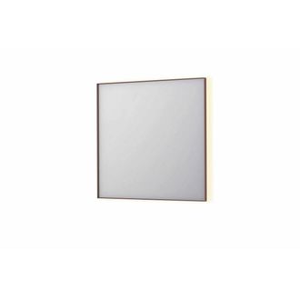 Bernacchini SP32 spiegel - 80x4x80cm rechthoek in stalen kader incl indir LED - verwarming - color changing - dimbaar en schakelaar - geborsteld koper
