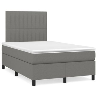vidaXL Vidaxl - Cama Box Spring Con Colch&oacute;n Y Led Tela Marr&oacute;n Oscuro 120x190 Cm