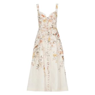Zimmermann Midi Dresses, female, Beige, Size: M Luna Buttoned Picnic Midi Dress