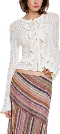 Anna Sui Victorian Pointelle Cardigan in Cream at Nordstrom, Size X-Small