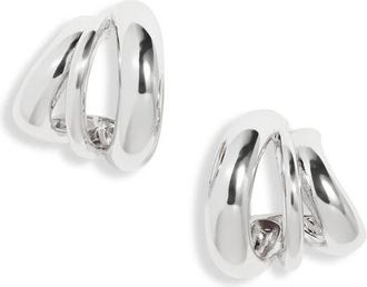 Open Edit Curved Triple Hoop Earrings in Silver at Nordstrom