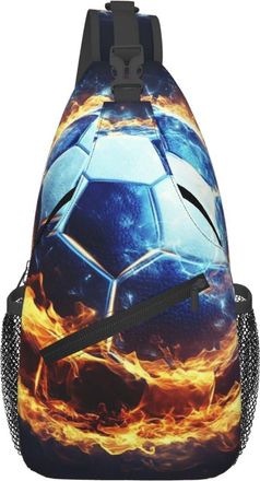 Generic Cool Soccer Ball Crossbody Bag With Zipper Shoulder Bag Adjustable Fanny Pack For Traveling Outdoors Runner