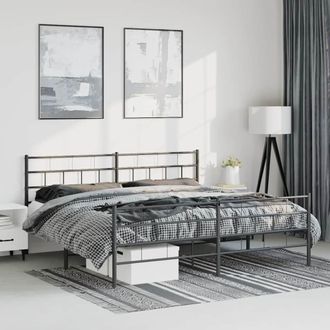 vidaXL Estructura Cama Sin Colch&oacute;n Con Estribo Metal Negro 193x203 Cm Vidaxl