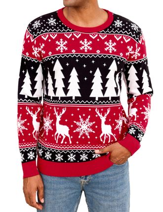 iClosam Mens Jumper Christmas Sweater Crew Neck Knitted Jumpers for Men Festive Party Outfit for Xmas Party and Winter Mens Knitted Top,Black,XXL