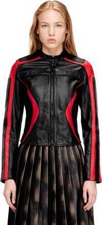 Diesel Biker jacket in colour-block leather - Leather jackets - Woman - Multicolor