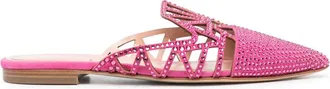 Alberta Ferretti pointed-toe crystal-embellished mules - women - Calf Leather/Calf Leather/Calf Leather - 39 - Pink