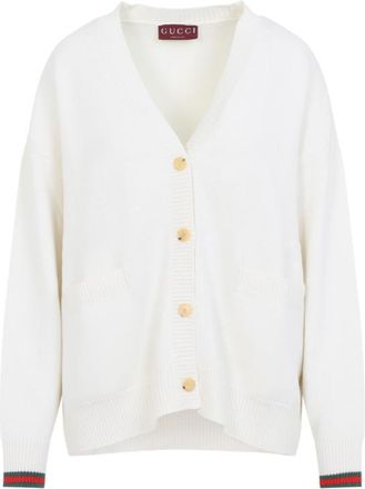 Gucci Ivory V-Neck Wool Cardigan