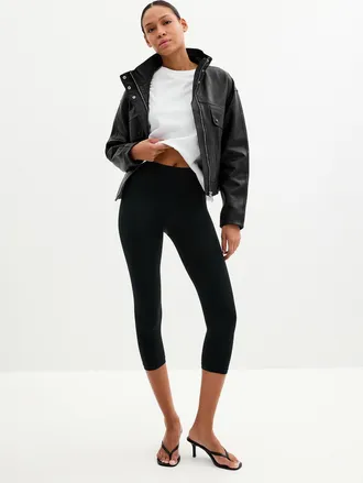 Simons Womens Ribbed-waist stretch capri legging