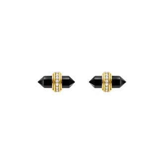 Thomas Sabo Thomas Sabo - Goudkleurige Oorbellen met Zeshoekige Onyx - Dames - Accessoires - Geel - Maat: ONE Size