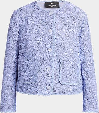 Etro Lace Single-Breasted Crop Jacket