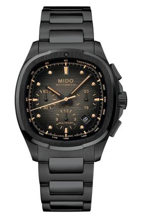 Mido Multifort TV Big Date Automatic Watch, 41.2mm x 42mm in Black at Nordstrom