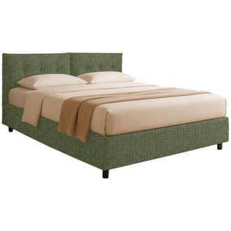 Dmora Letto Matrimoniale Bath, Sfoderabile, Contenitore Made in Italy, Verde