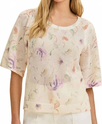 FDJ Womens Elbow Sleeve Crewneck Sweater In Floral