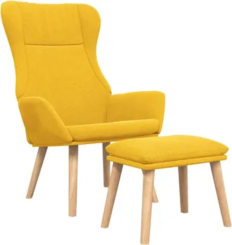 Nova Sill&oacute;n De Relax Con Taburete Tela Amarillo Mostaza Vidaxl