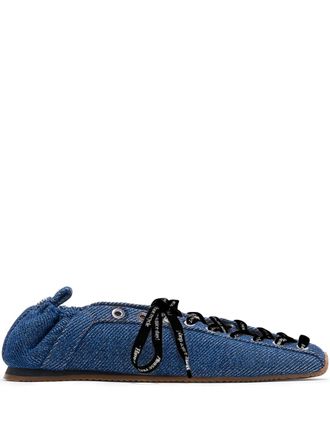 Ganni Ballerinas met veters - Blauw