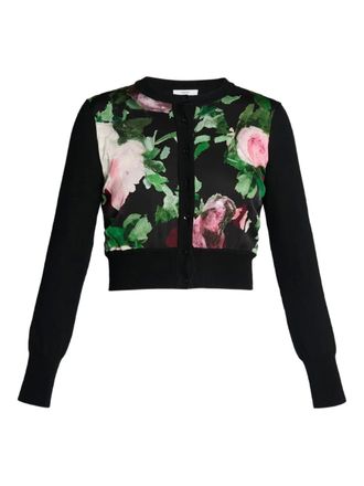 Erdem floral-print wool cardigan - Black