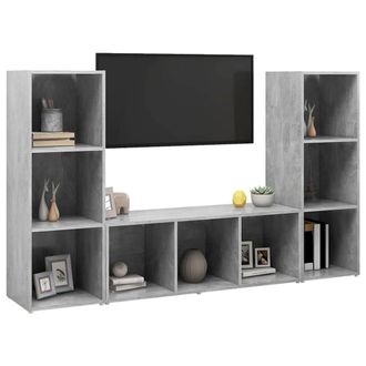 Berkfield Home TV Cabinets 3 pcs Concrete Grey 107x35x37 cm Engineered Wood | Size: 107 x 35 x 37 cm