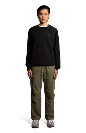 Lyle & Scott Half Raglan Hybrid Long Sweatshirt in Jet Black at Nordstrom, Size Xx-Large