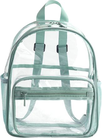 Generic Transparent Backpack - 30cm School Bag | PVC Clear Bag - Stylish Transparent Bookbag with Side Mesh Pockets, Zipper Closure, Comfortable Straps, Perfe
