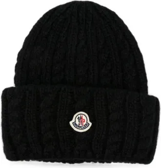 Moncler Black Knitted Beanie Cap