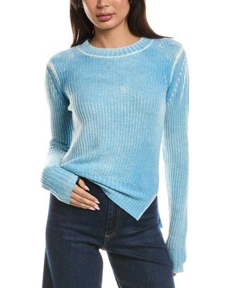 Fort&eacute; Cashmere Spray Print High-Low Cashmere Sweater