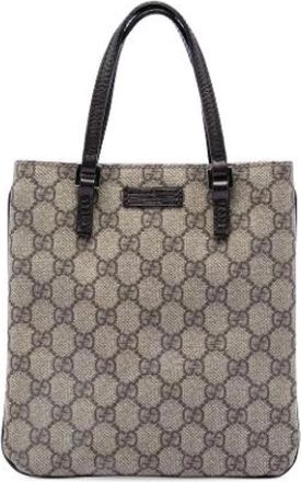 Gucci Pre-owned Coated Canvas Tote Bag - Dames - Vintage Shopper - Beige - ONE Size - Leer - Vintage