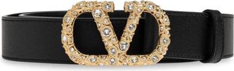 Valentino Garavani VLogo Signature Riem - Dames - Riemen - Zwart - 95 CM - Leer - Accessoires
