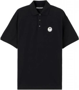 Palm Angels Curved Logo Polo - Heren - Polos - Zwart - M - Katoen - Tops