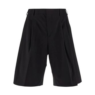 Laneus Casual Shorts, male, Black, Size: S Black Wool Bermuda Shorts with Pockets