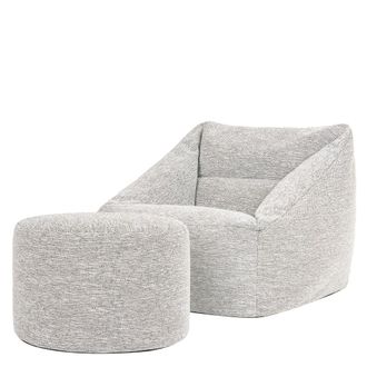 Icon Brand Puf sill&oacute;n con reposapi&eacute;s redondo de tejido, natural