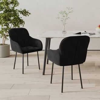 vidaXL Sillas De Comedor 2 Unidades Terciopelo Negro Vidaxl