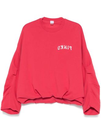 Pinko logo-print sweatshirt - women - Cotton - S - Red