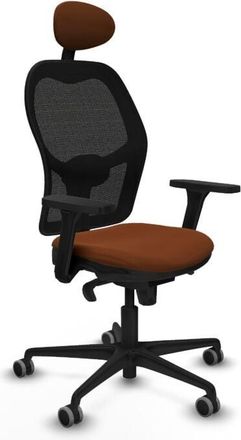 Piqueras y Crespo Jorquera Sincro Malla Negra Similpiel Marr&oacute;n Brazos 3d Base Nailon Cabecero Fijo Ruedas 65mm Engomada