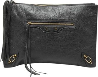 Balenciaga Pre-owned Vintage Clutch - Dames - Vintage Clutch - Grijs - ONE Size - Leer - Vintage