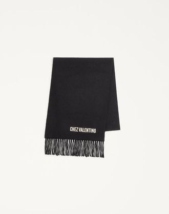 Valentino Garavani Valentino Wool Scarf with Chez Valentino Embroidery