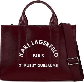 Karl Lagerfeld Borsa tote Rue St-Guillaume media con finitura cerata - Rosso