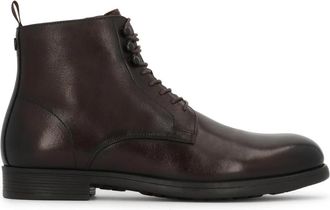 Kazar Leren platte enkellaarsjes met veter - Heren - Veterlaarzen - Bruin - 43 EU - Leer - Schoenen