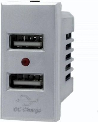 Trade Shop Trade Shop - Module Presa Caricatore Usbx2 5v 2,1a Grigio Silver Compatibile Bticino Axolute