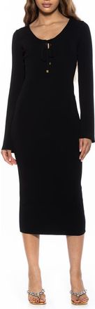 Alexia Admor Akari Tie Front Knit Midi Dress in Black at Nordstrom Rack, Size X-Large