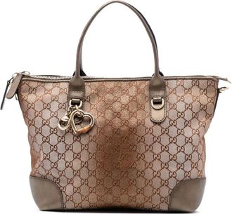 Gucci Pre-owned Tote Bags, female, Brown, Size: ONE SIZE Pre-owned Printed Textile Tote Bag