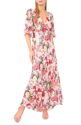 Ted Baker Briar Floral Flutter Sleeve Midi Dress in Cloud Pink at Nordstrom, Size 2