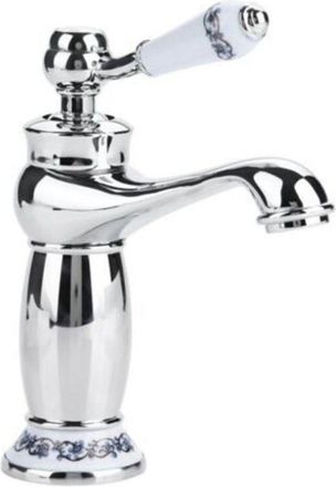 OEM Grifo De Ba&ntilde;o De Lat&oacute;n Vintage Con Manija De Porcelana Azul Y Blanca, Mezclador De Agua Fr&iacute;a/caliente, Elegante Dise&ntilde;o Cromado Antiguo