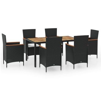 vidaXL Set De Comedor De Jard&iacute;n 7 Piezas Y Cojines Rat&aacute;n Sint&eacute;tico Vidaxl